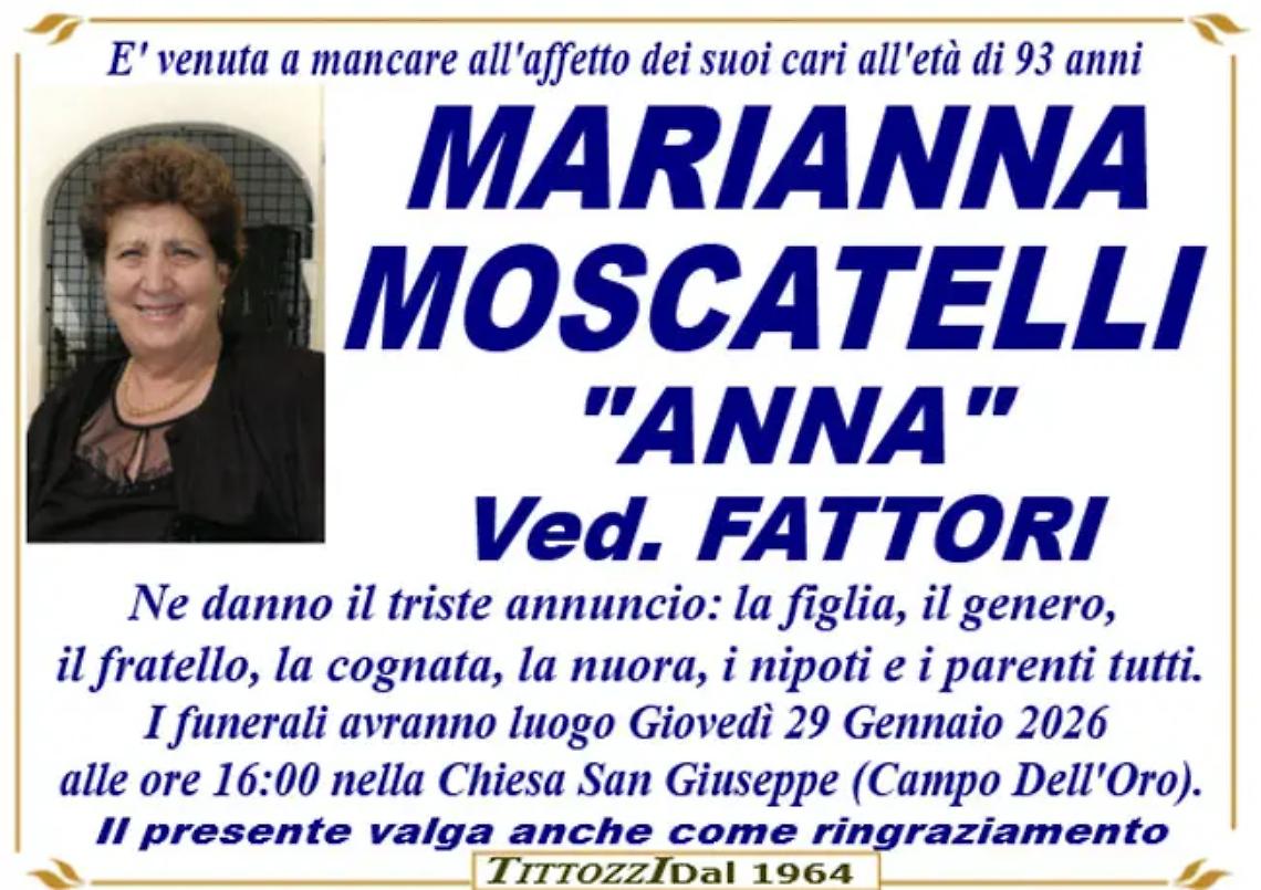 MARIANNA MOSCATELLI &ldquo;ANNA&rdquo; ved. FATTORI