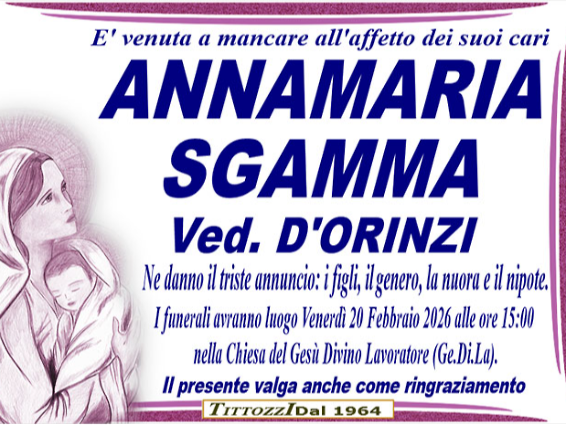 ANNA MARIA SGAMMA ved. D'ORINZI