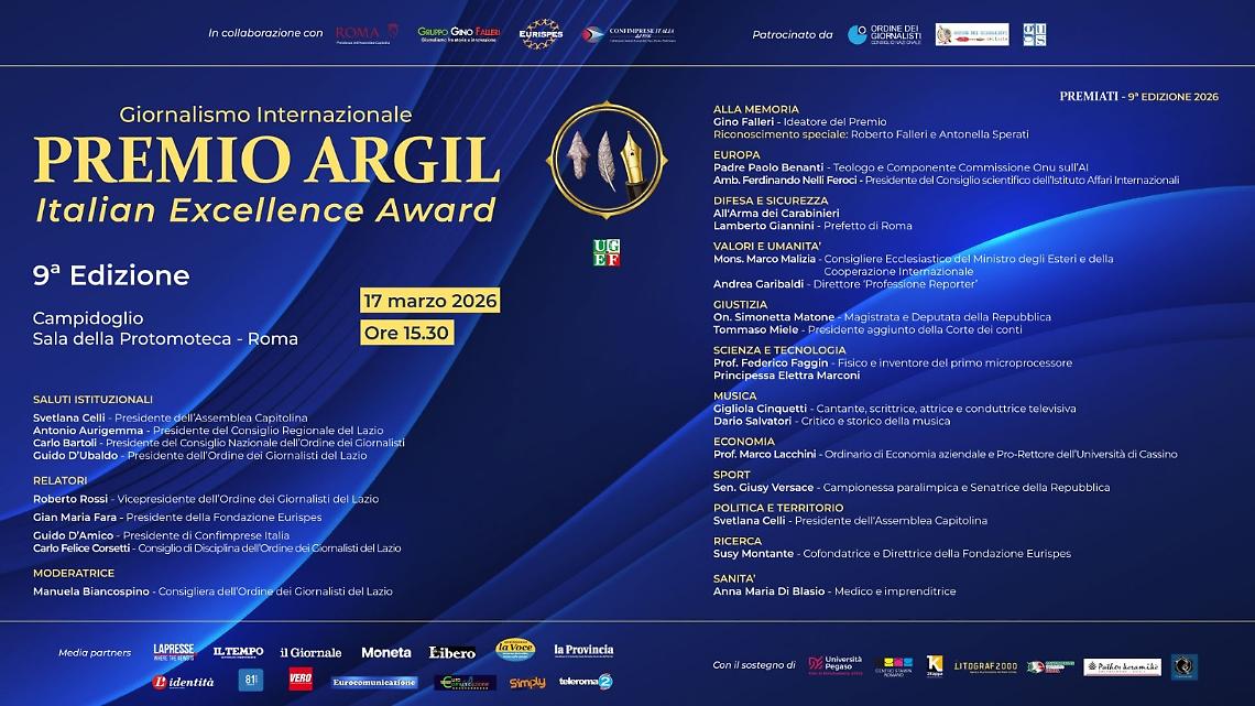 L&rsquo;Italia che eccelle si racconta a Roma: torna il Premio Giornalistico Internazionale ARGIL