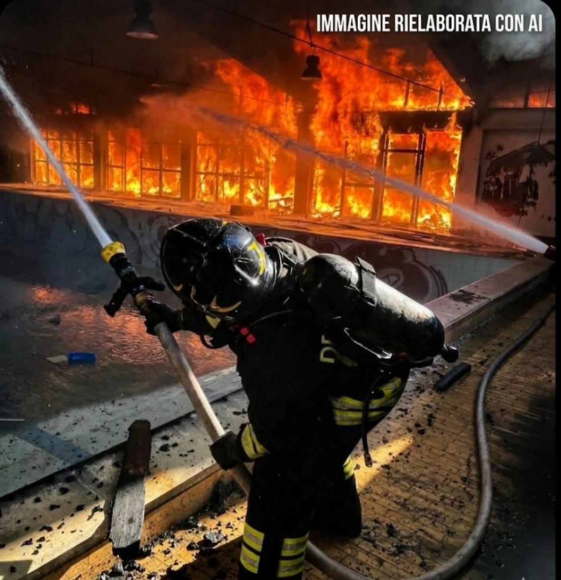 A fuoco la vecchia piscina comunale