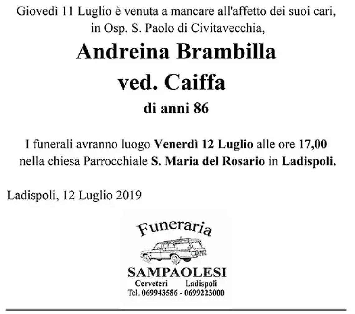 ANDREINA BRAMBILLA Ved. CAIFFA di anni 86