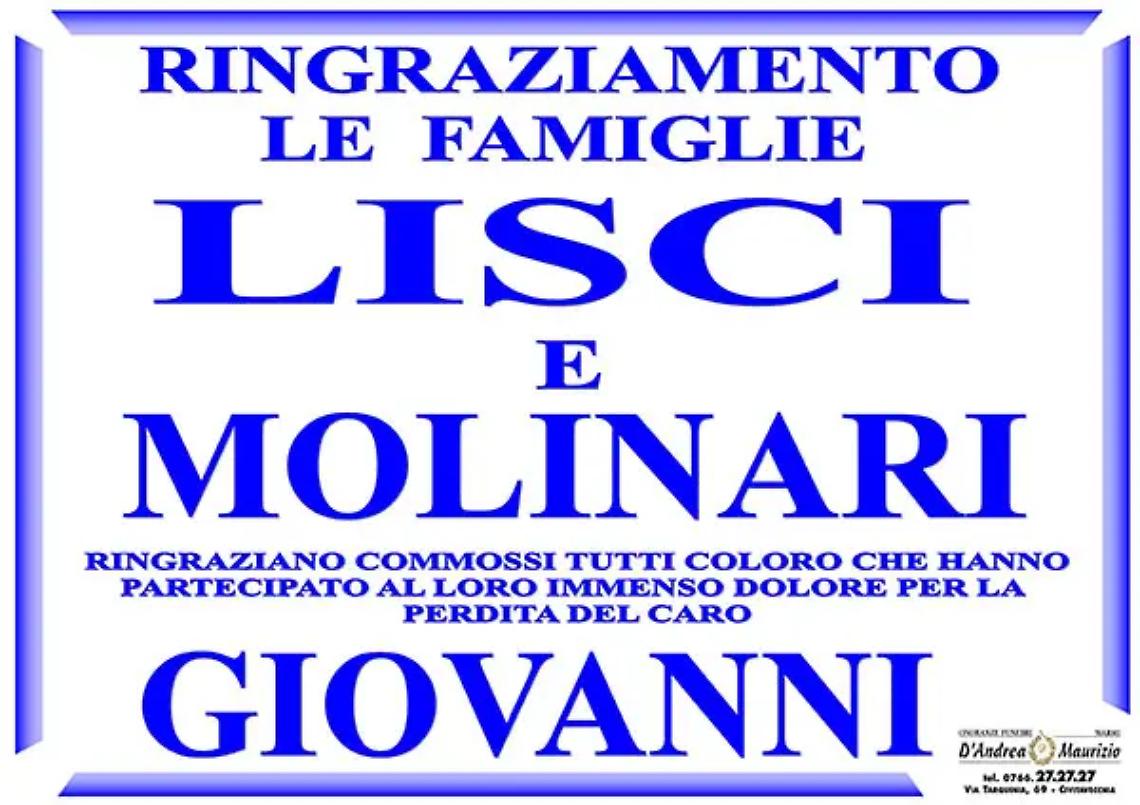 GIOVANNI MOLINARI - Ringraziamento