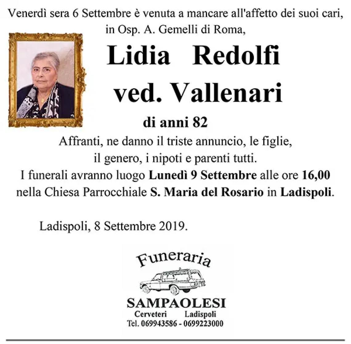 LIDIA REDOLFI Ved. VALLENARI di anni 82