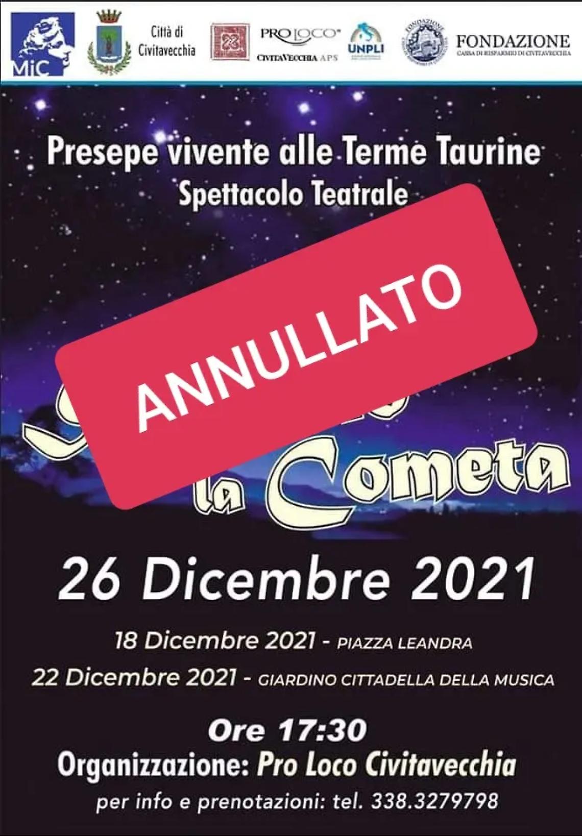 Seguendo la cometa, annullato il presepe vivente alle Terme Taurine