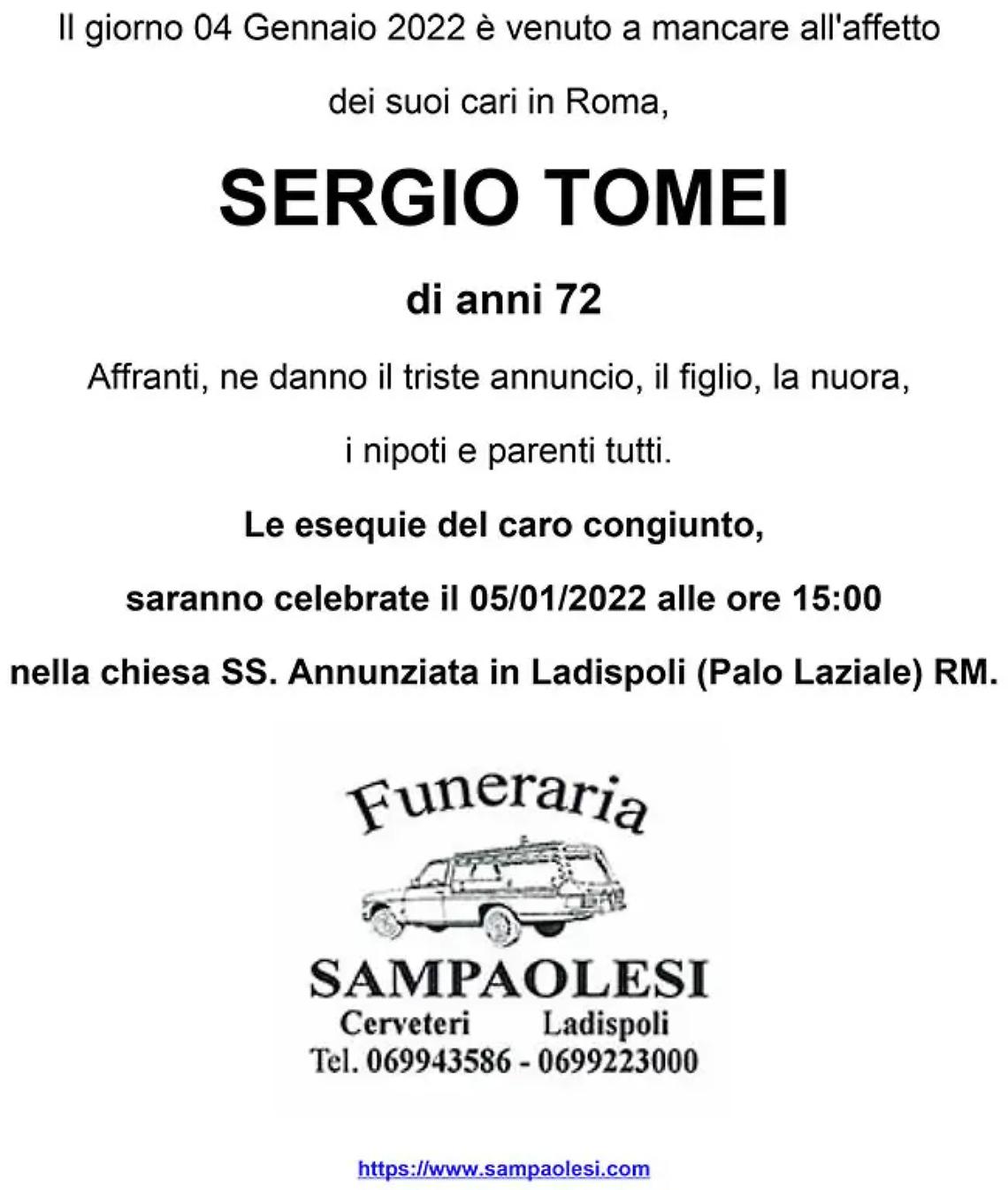 SERGIO TOMEI di anni 72