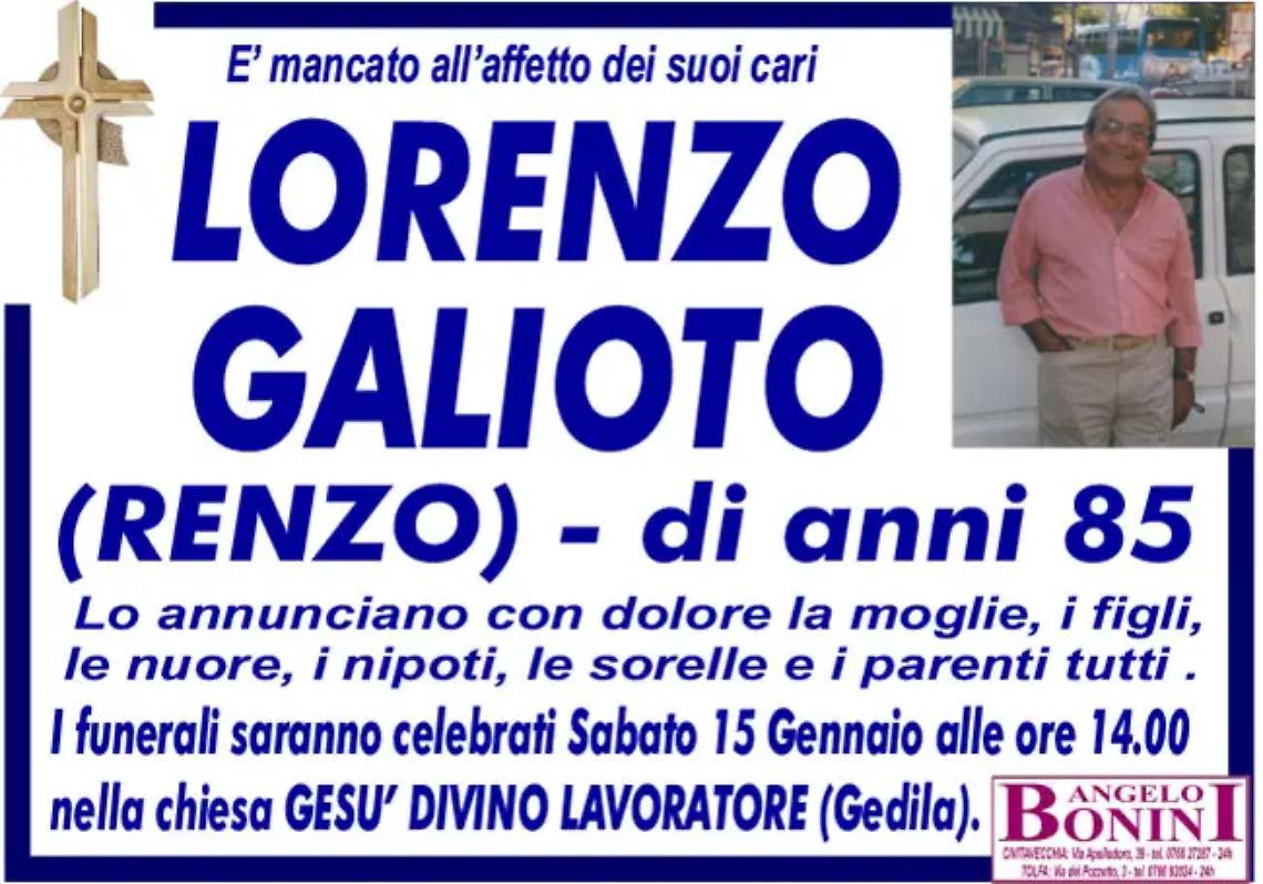 LORENZO GALIOTO (RENZO) di anni 85