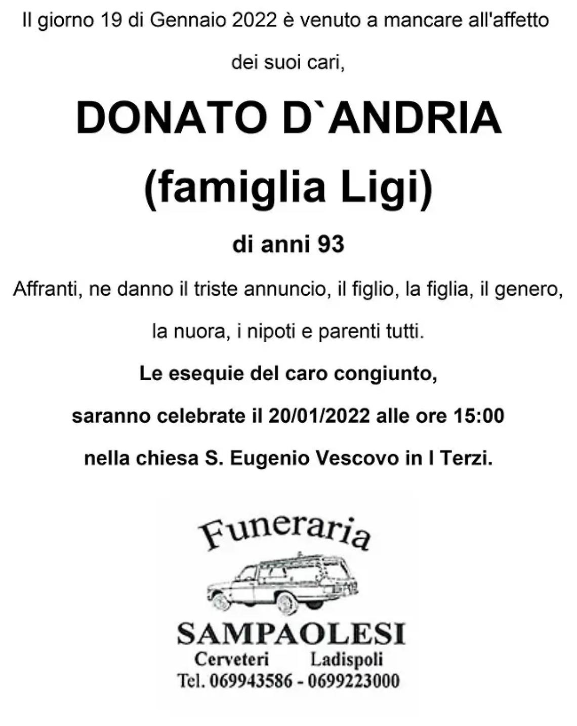 DONATO D'ANDRIA (famiglia LIGI) di anni 93