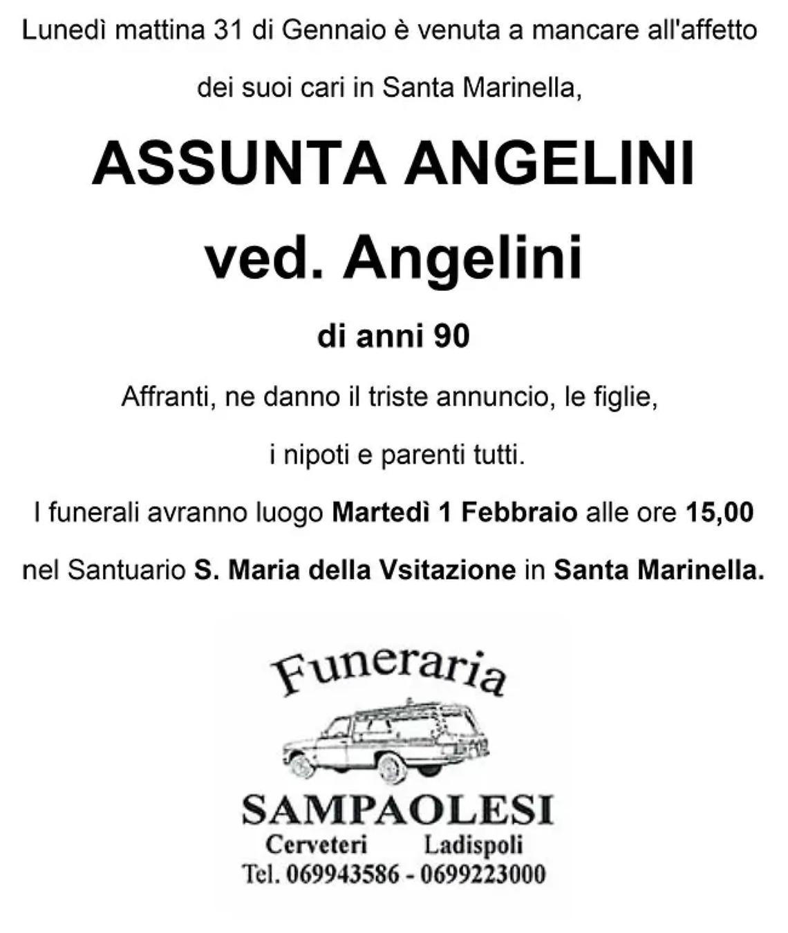 ASSUNTA ANGELINI ved. ANGELINI di anni 90