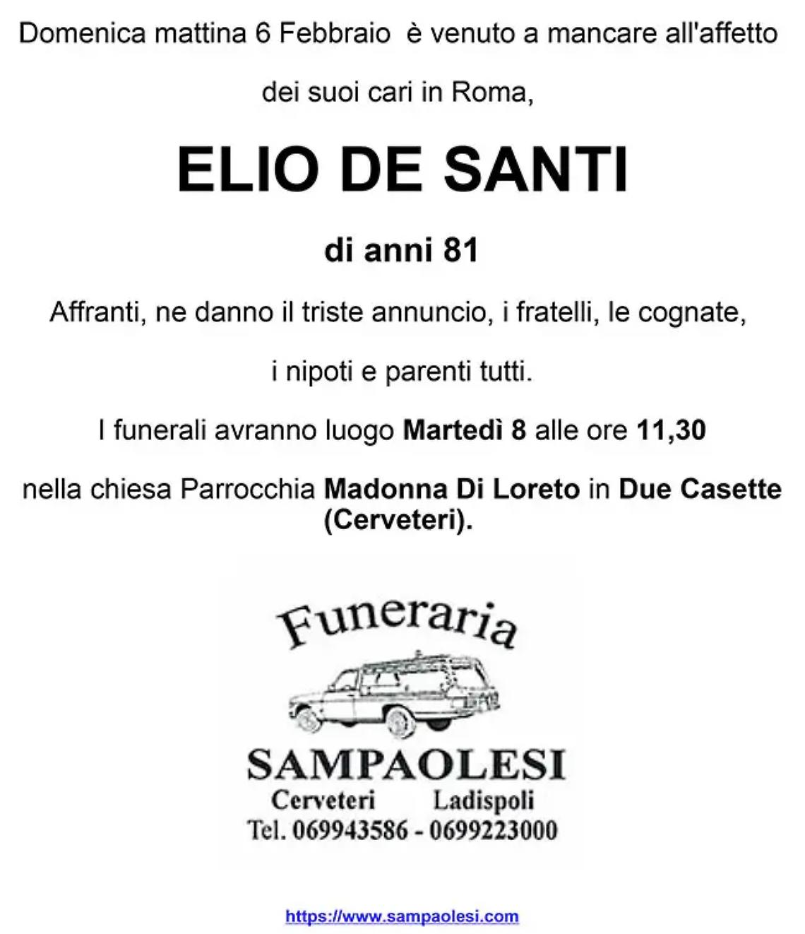 ELIO DE SANTI di anni 81