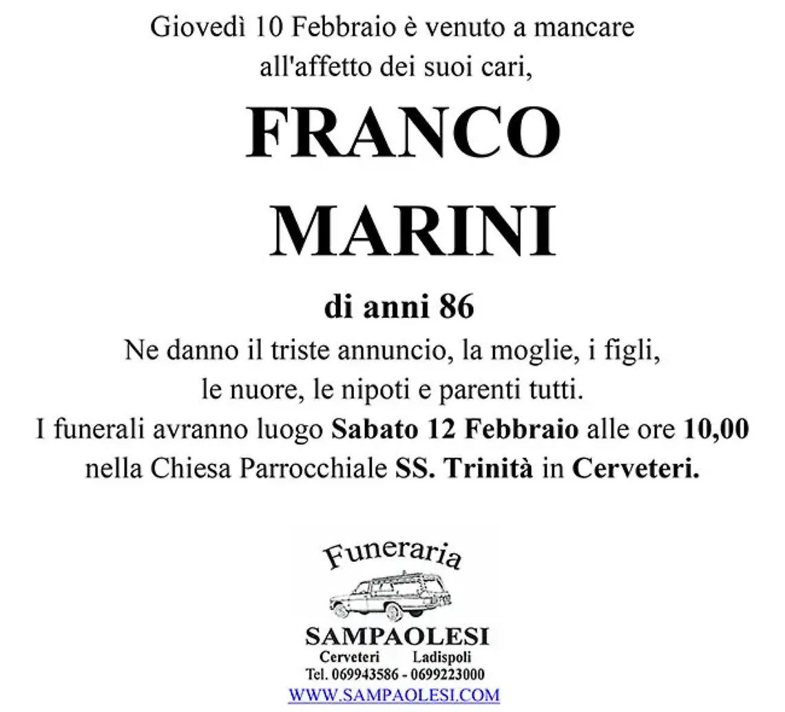 FRANCO MARINI di anni 86