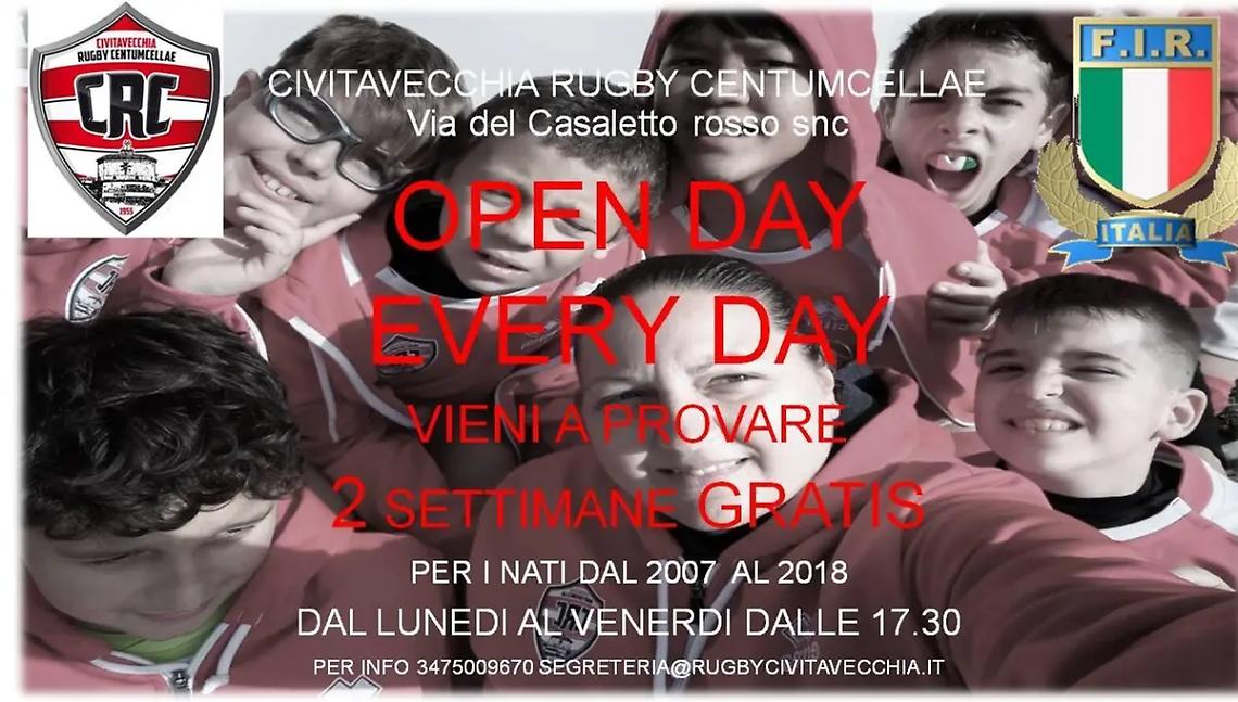 Open Day&hellip;Every Day&hellip; socializzazione e spirito di gruppo attraverso il gioco e i valori del minirugby
