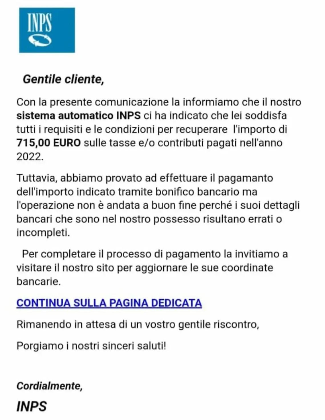 LA TRUFFA Dall&rsquo;Inps 700 euro ma &egrave; una truffa