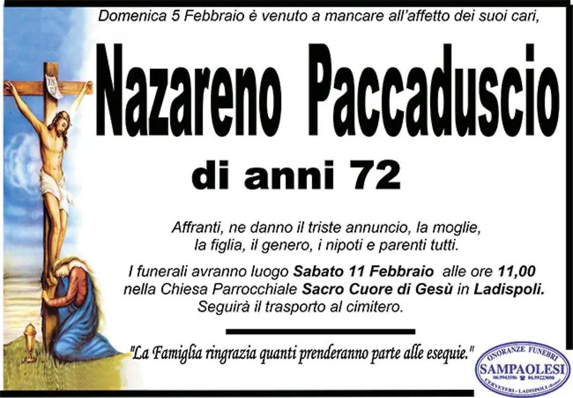 NAZARENO PACCADUSCIO di anni 72