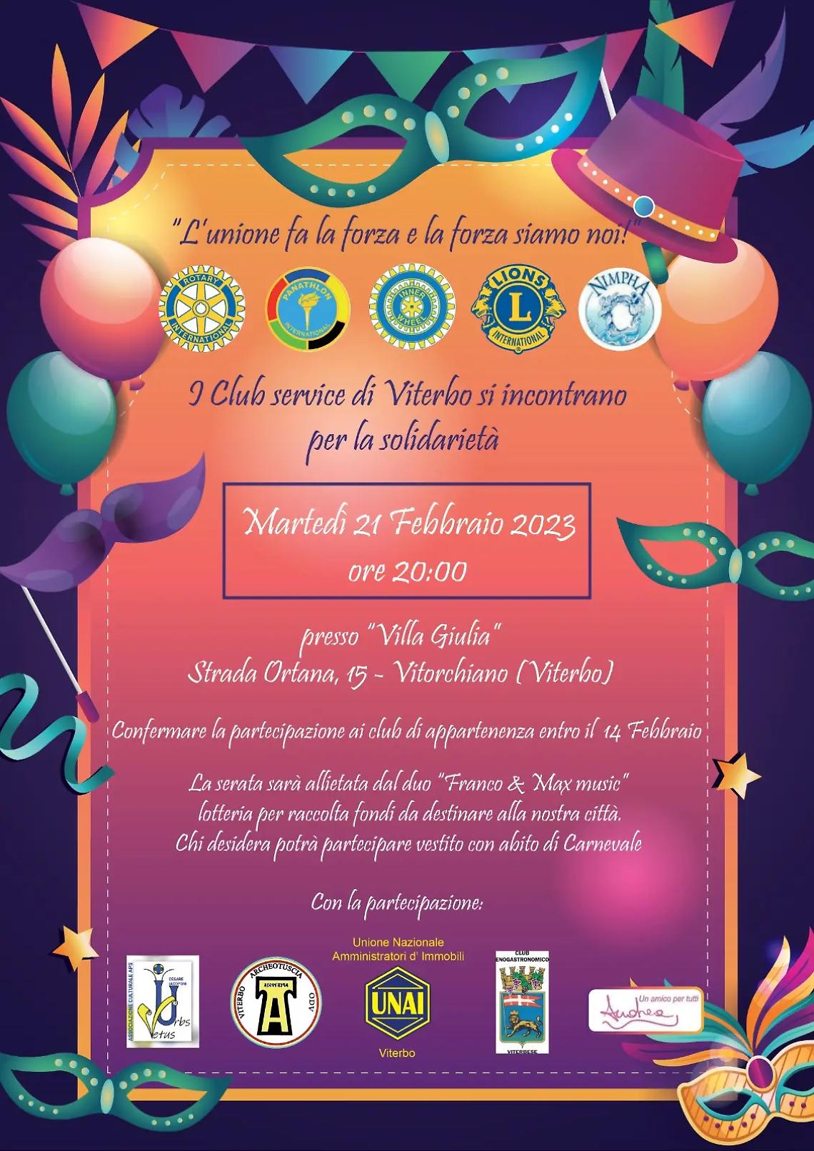 L'unione fa la forza: i service clubs viterbesi e alcune associazioni uniti in nome della solidariet&agrave;