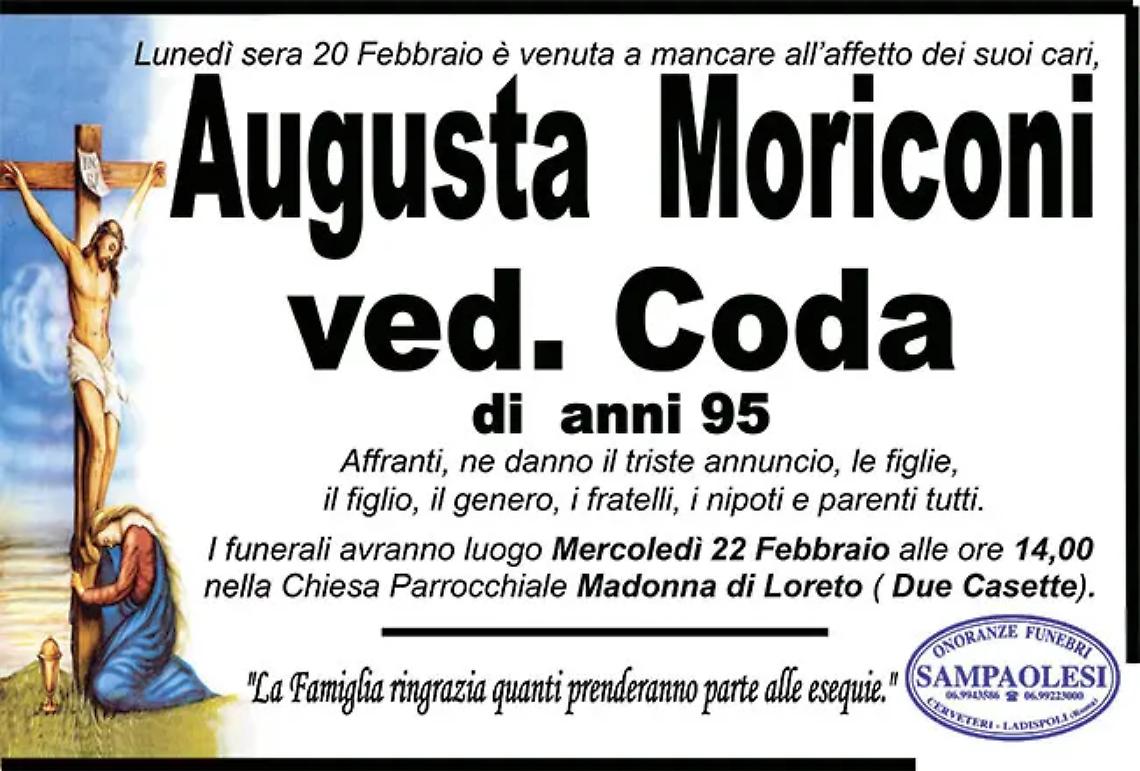 AUGUSTA MORICONI ved. CODA di anni 95