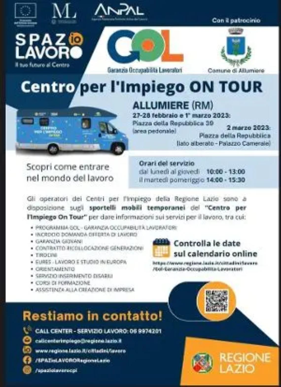 Il camper del Centro per l'impiego on tour arriva in piazza ad Allumiere