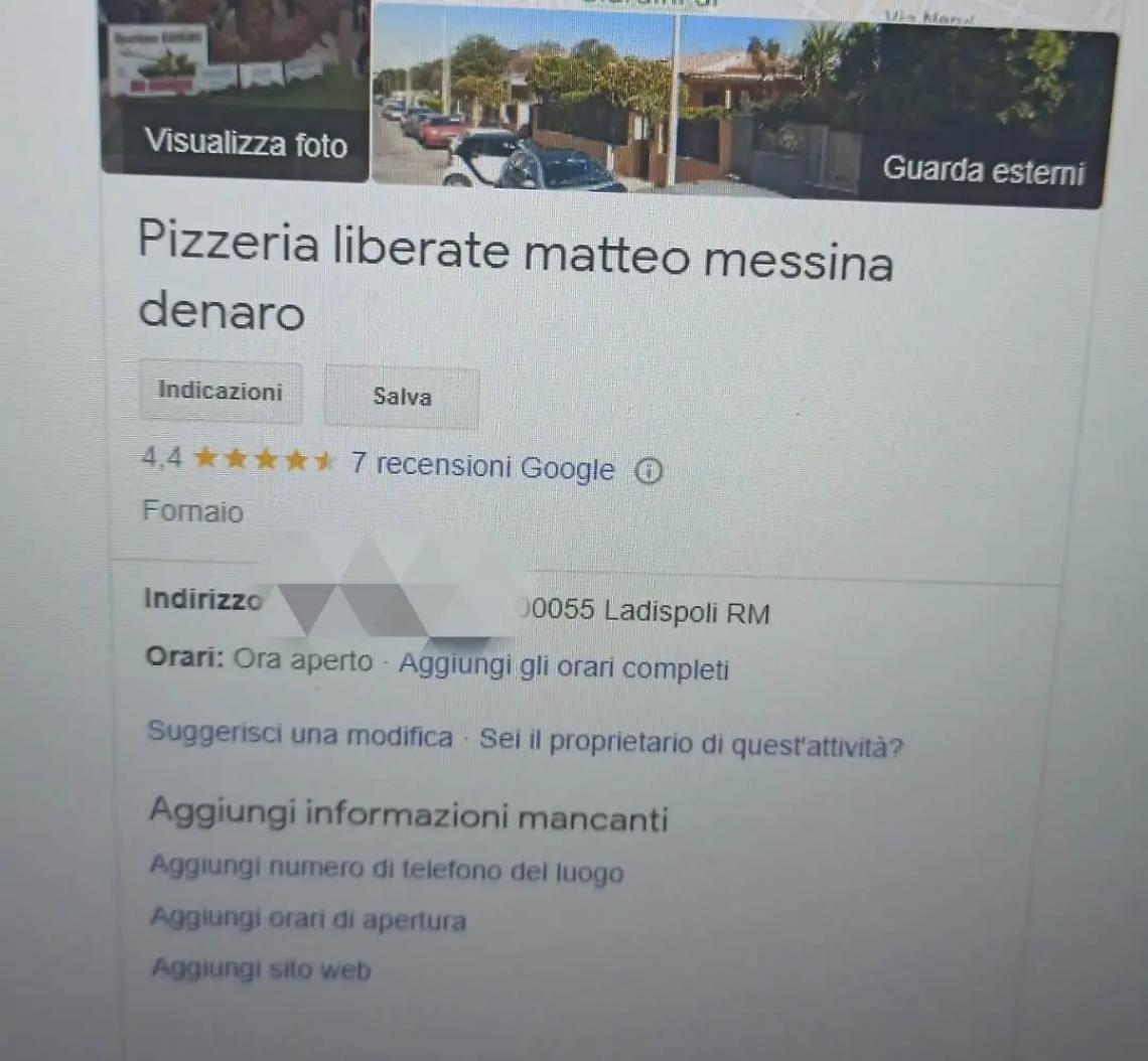 Una pizzeria per il boss, ma in realt&agrave; non esiste