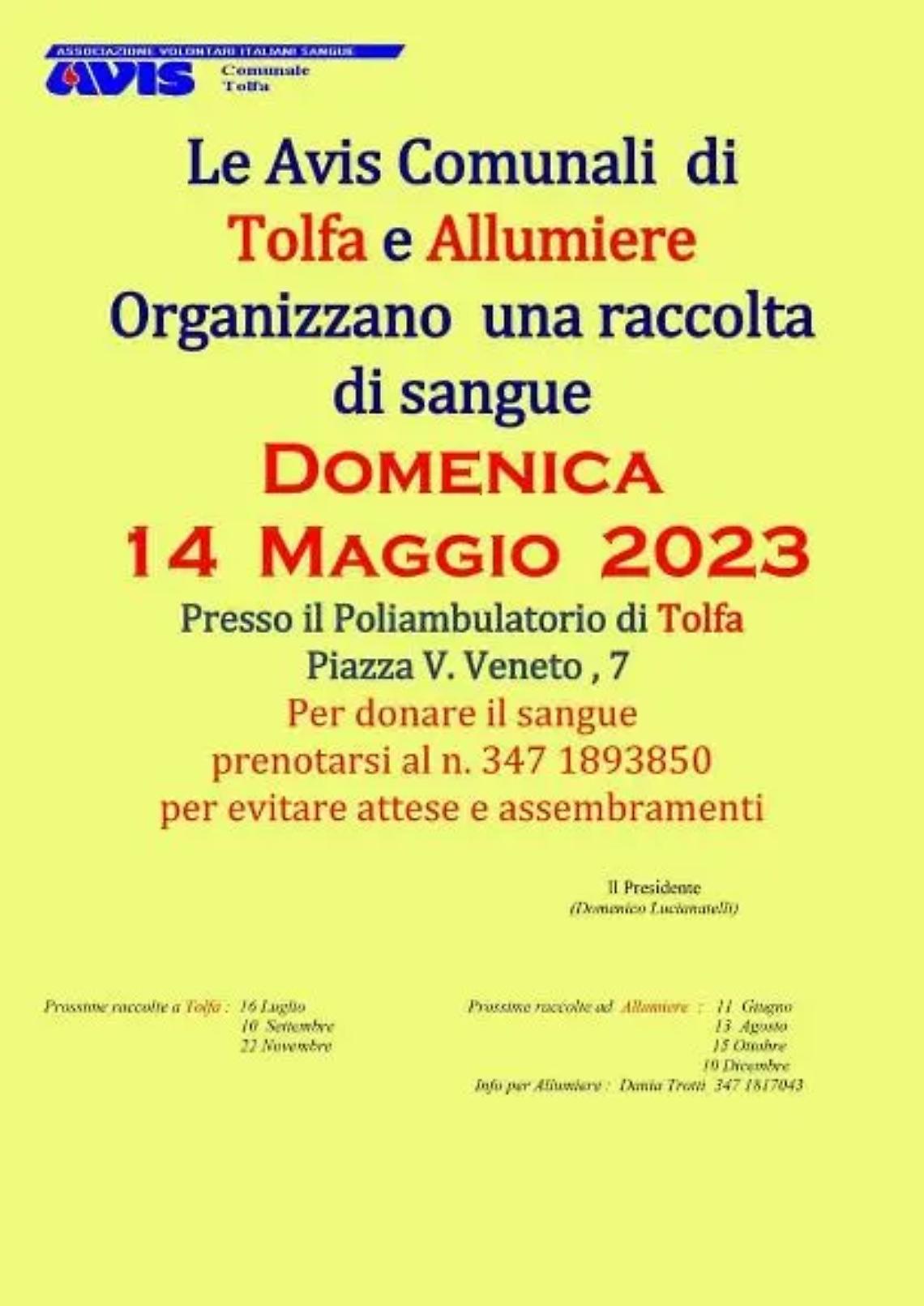Tolfa Avis, una raccolta di sangue presso il poliambulatorio