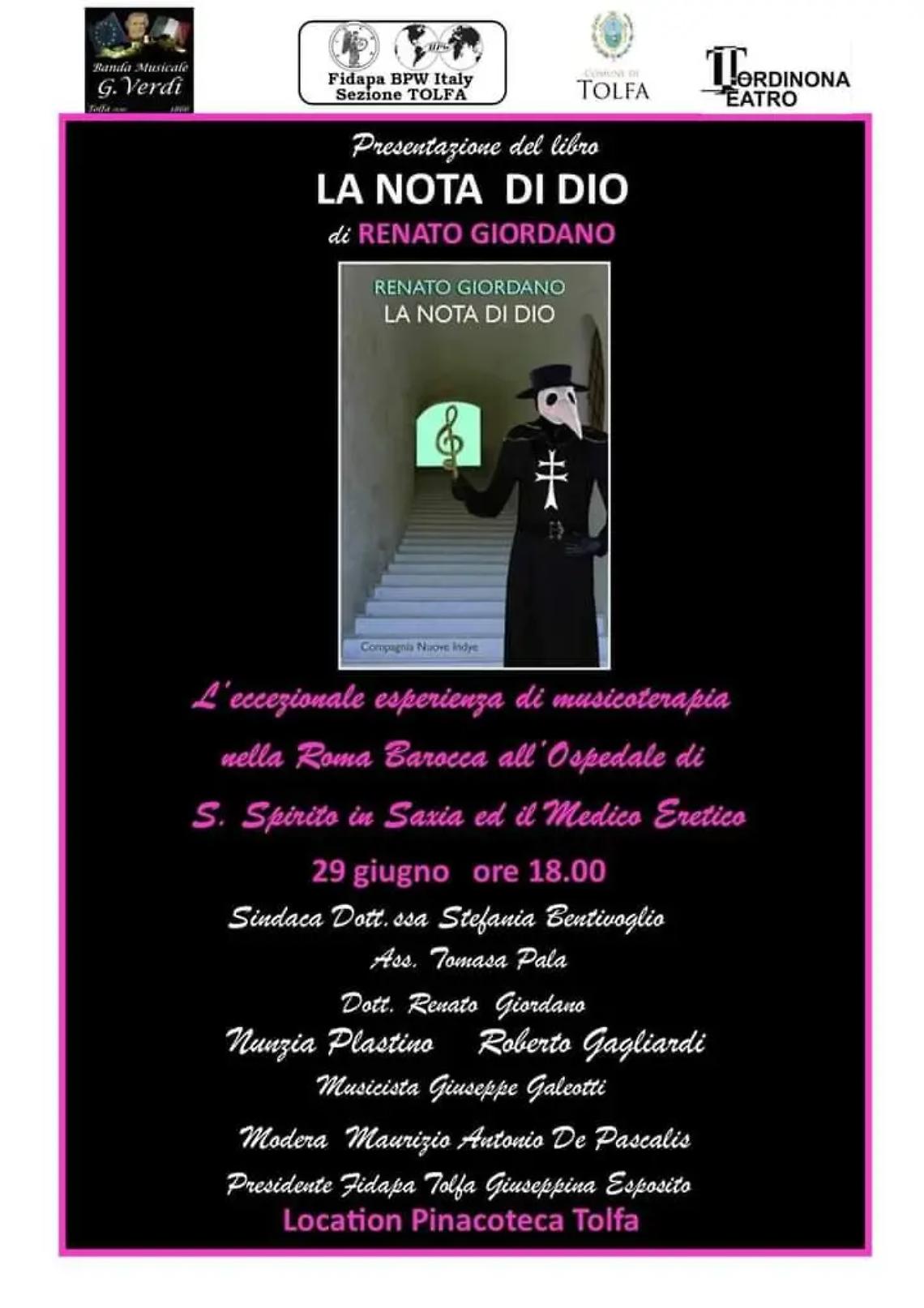 &ldquo;La nota di Dio&rdquo;, oggi alle 18 la presentazione del libro dello scrittore Renato Giordano