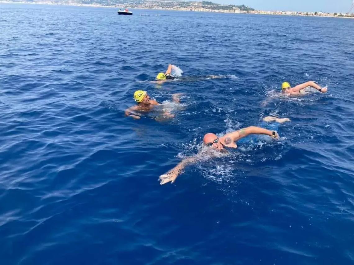 Nicola Ciccoli alla traversata dello stretto di Messina