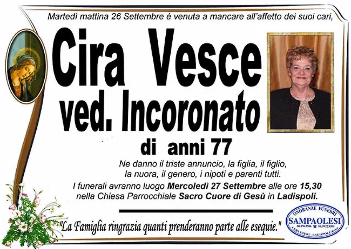 CIRA VESCE ved. INCORONATO di anni 77