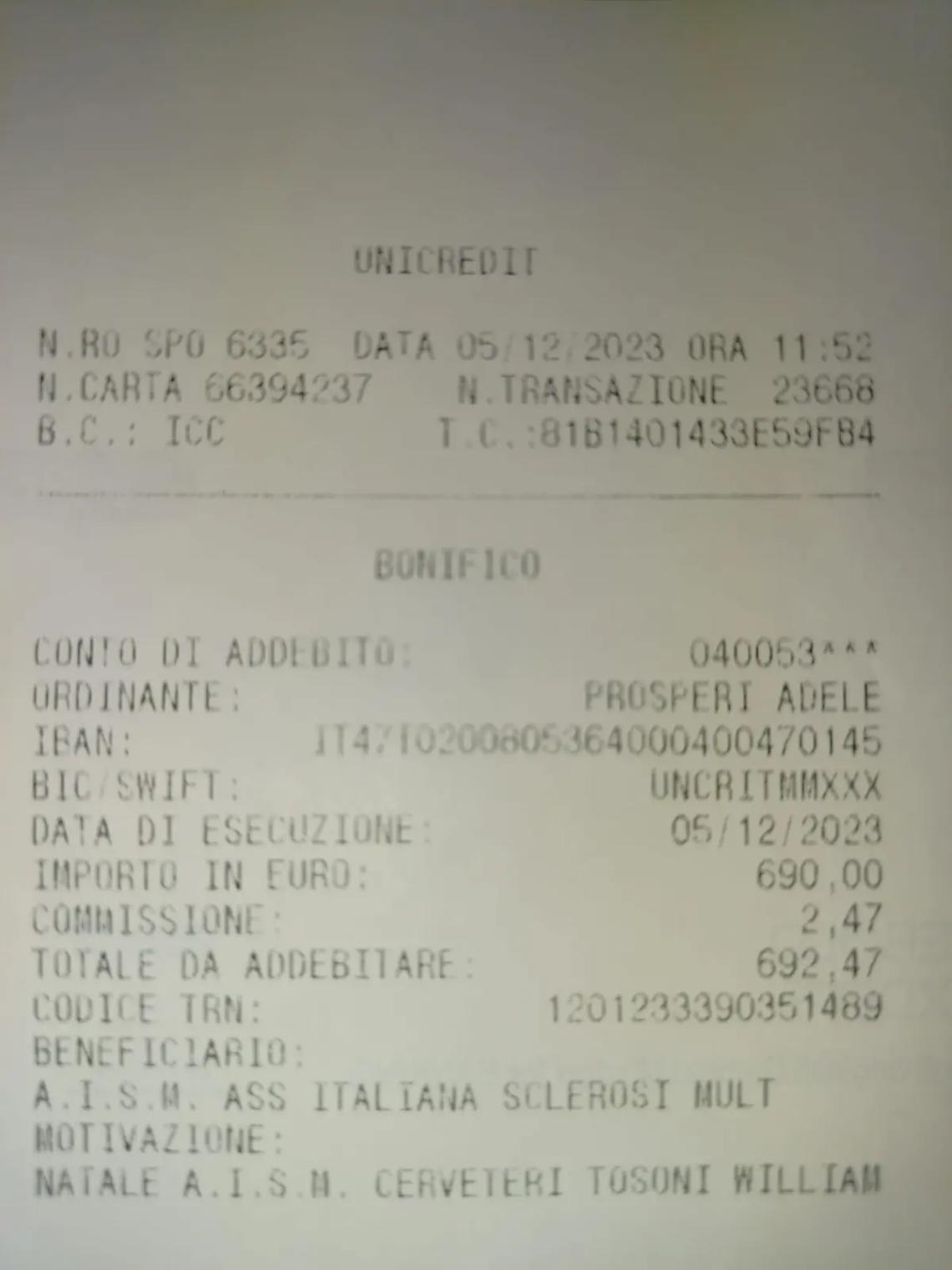 Natale Aism, raccolti 690 euro