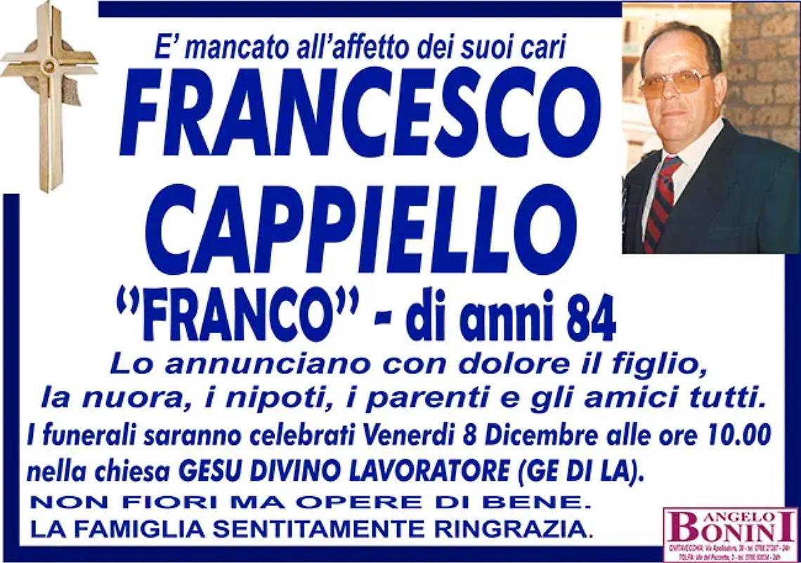 FRANCESCO CAPPIELLO &ldquo;FRANCO&rdquo; di anni 84
