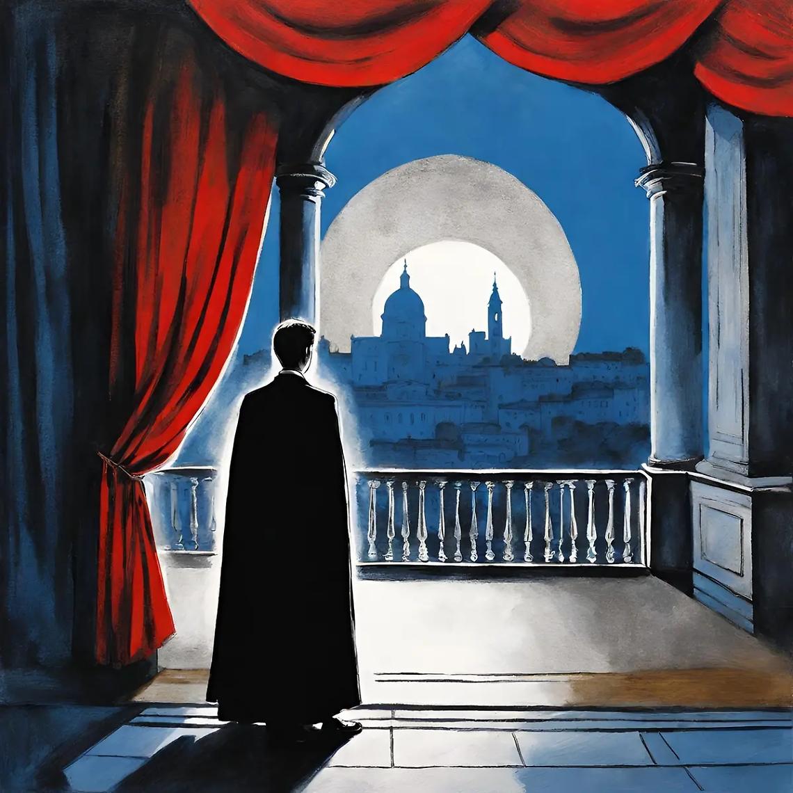 Un tabarro nero di velluto come biglietto da visita