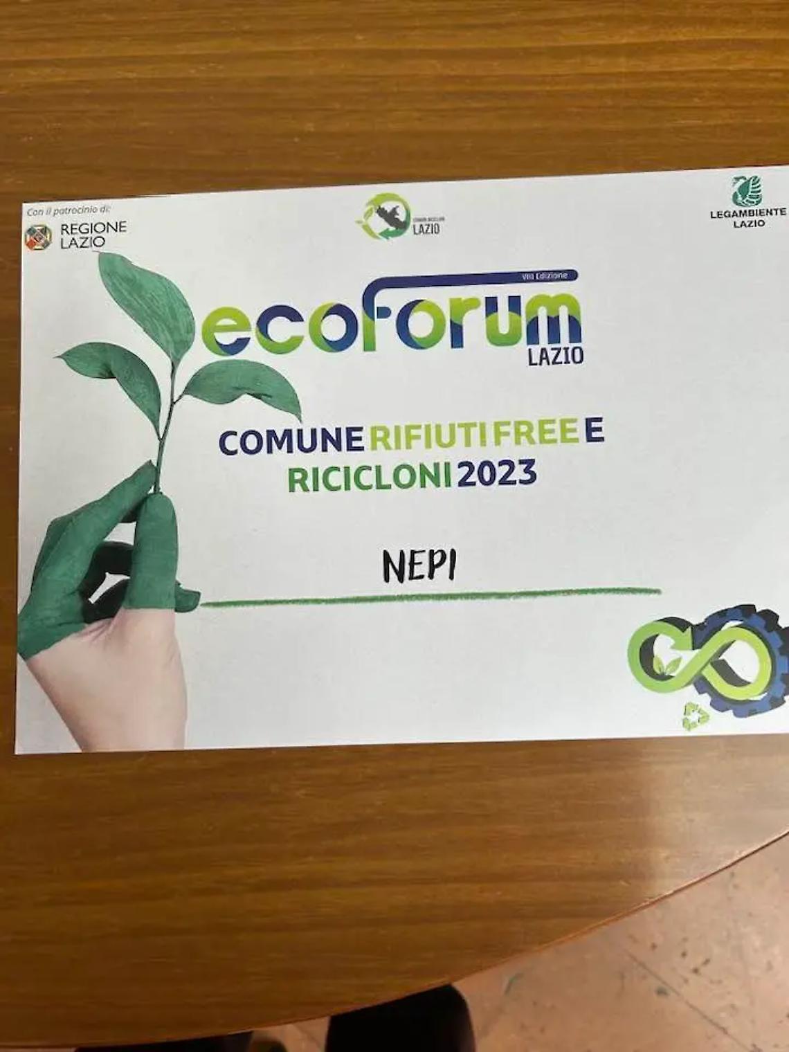 Comune Riciclone, Nepi ottiene il riconoscimento