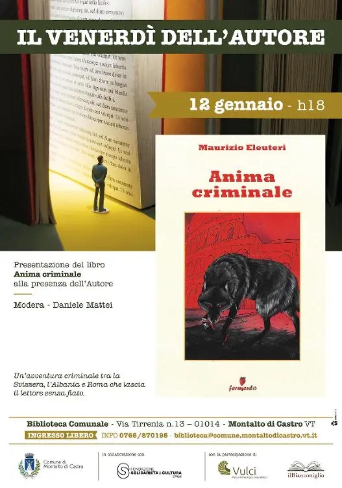 Venerd&igrave; dell&rsquo;autore, in biblioteca a Montalto il romanzo di Maurizio Eleuteri