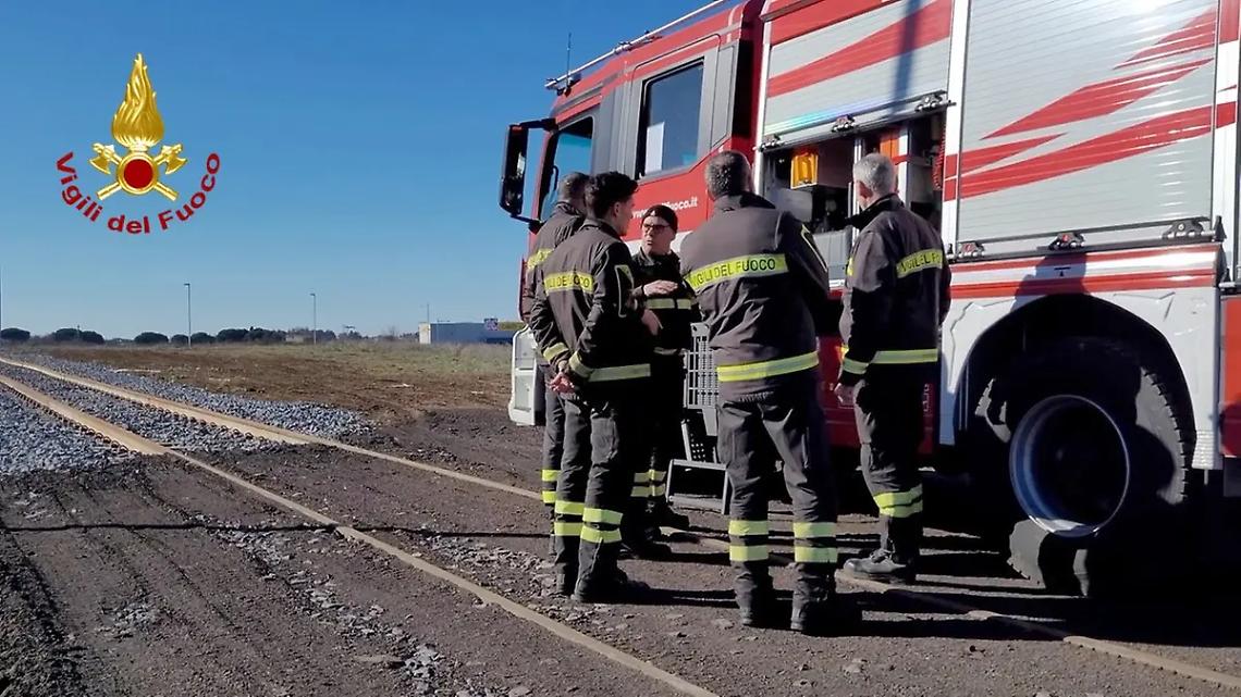 Binario ferroviario presso il comando dei vigili del fuoco di Viterbo