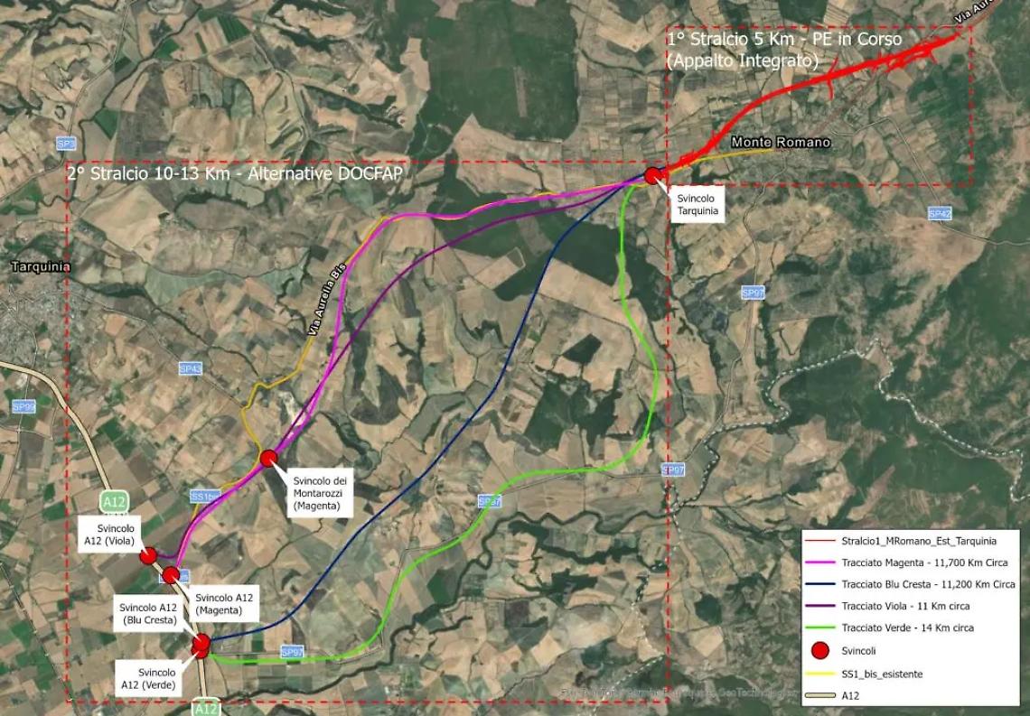 Civitavecchia-Orte: si guarda al tracciato magenta