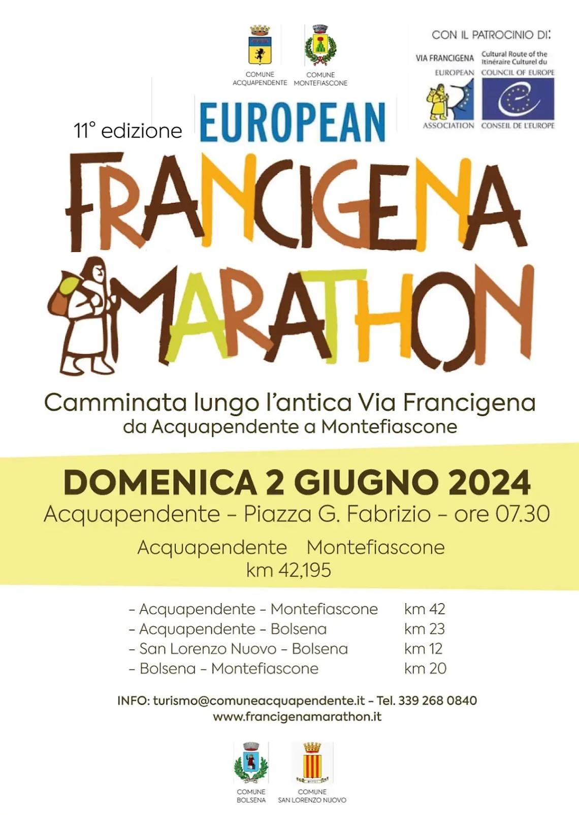 Aperte le iscrizioni alla &ldquo;European Francigena Marathon&rdquo;: l&rsquo;edizione 2024 &egrave; in programma domenica 2 giugno