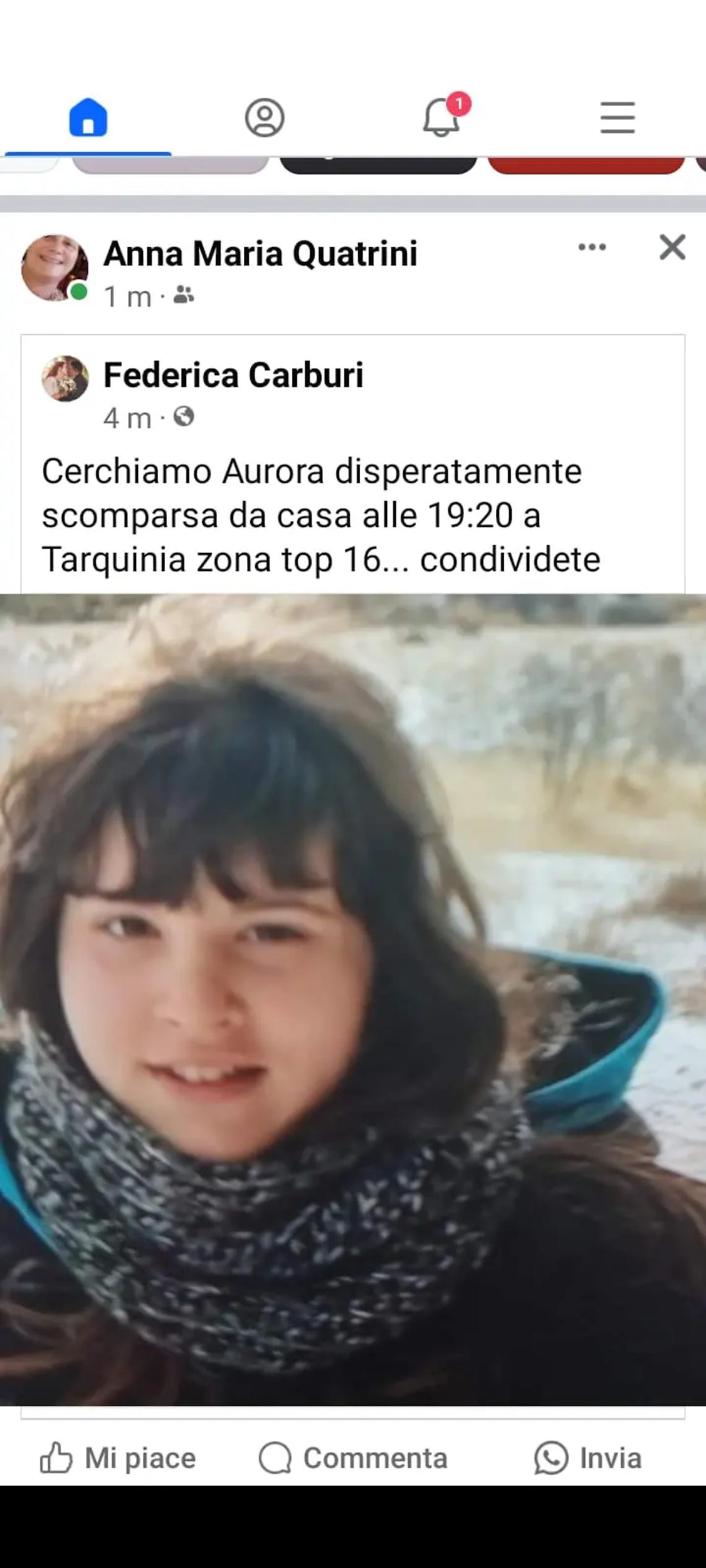 Scomparsa bimba di 12 anni: citt&agrave; di Tarquinia in apprensione
