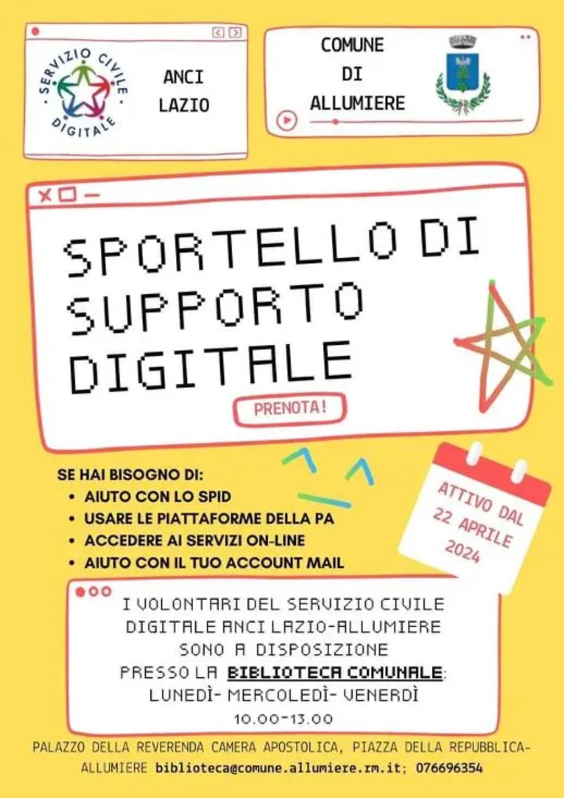 Apre ad Allumiere lo "Sportello di supporto digitale"