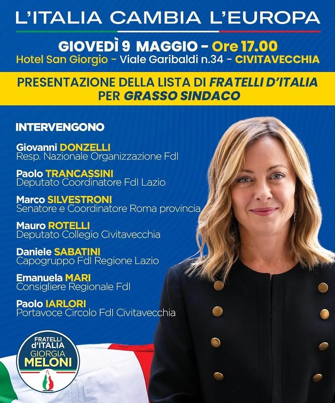 Amministrative, FdI presenta la sua lista alla presenza dei &ldquo;big&rdquo; del partito