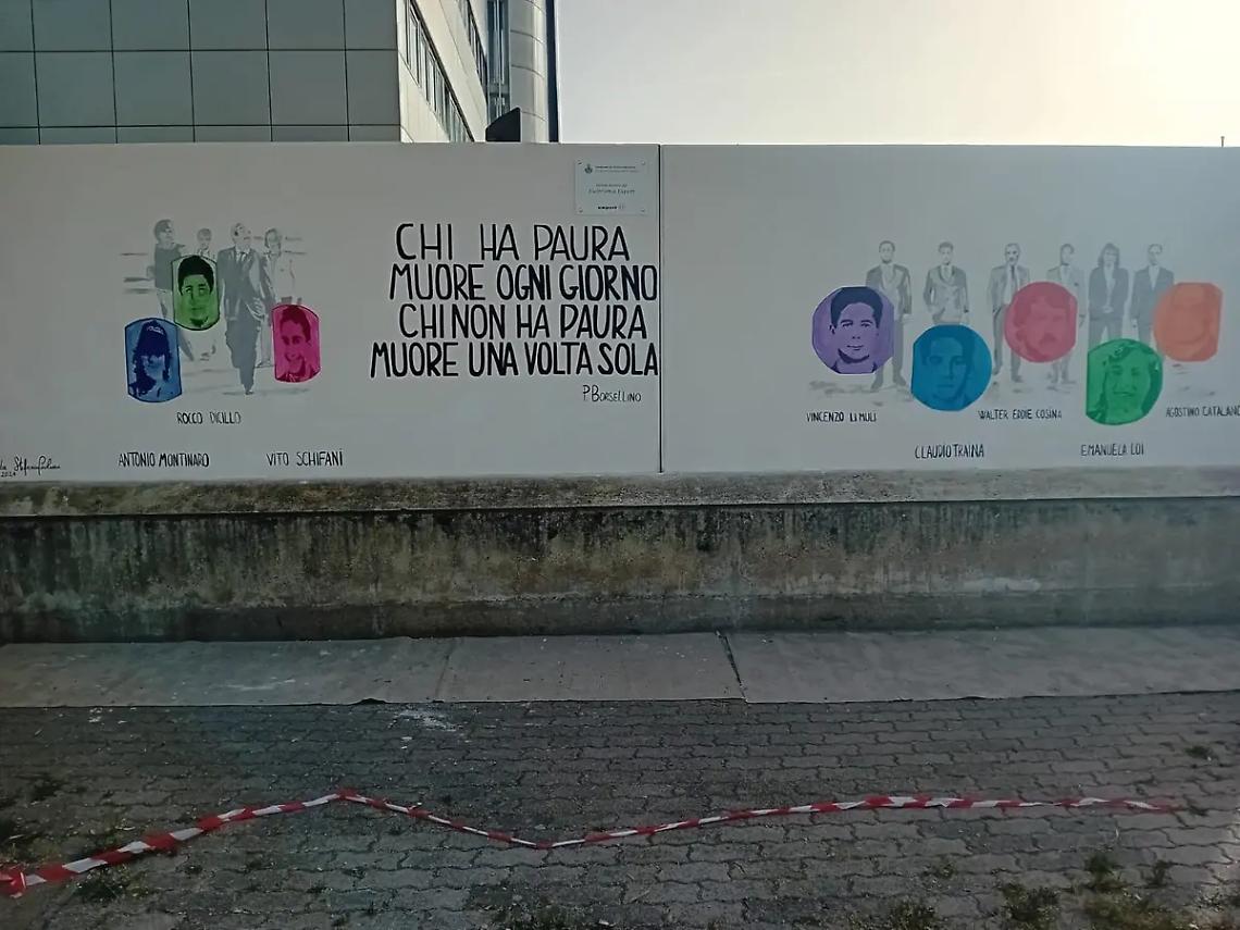 Due murales dedicati alla scorta di Falcone e Borsellino a via dell&rsquo;Immacolata