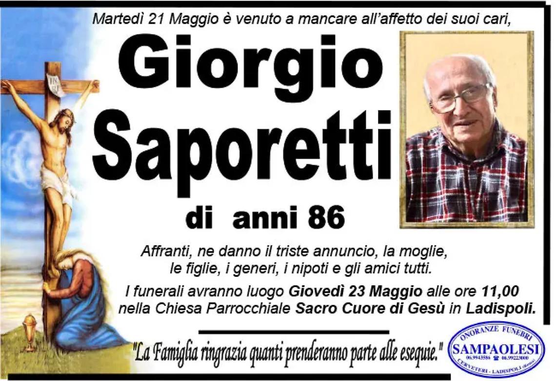 GIORGIO SAPORETTI di anni 86