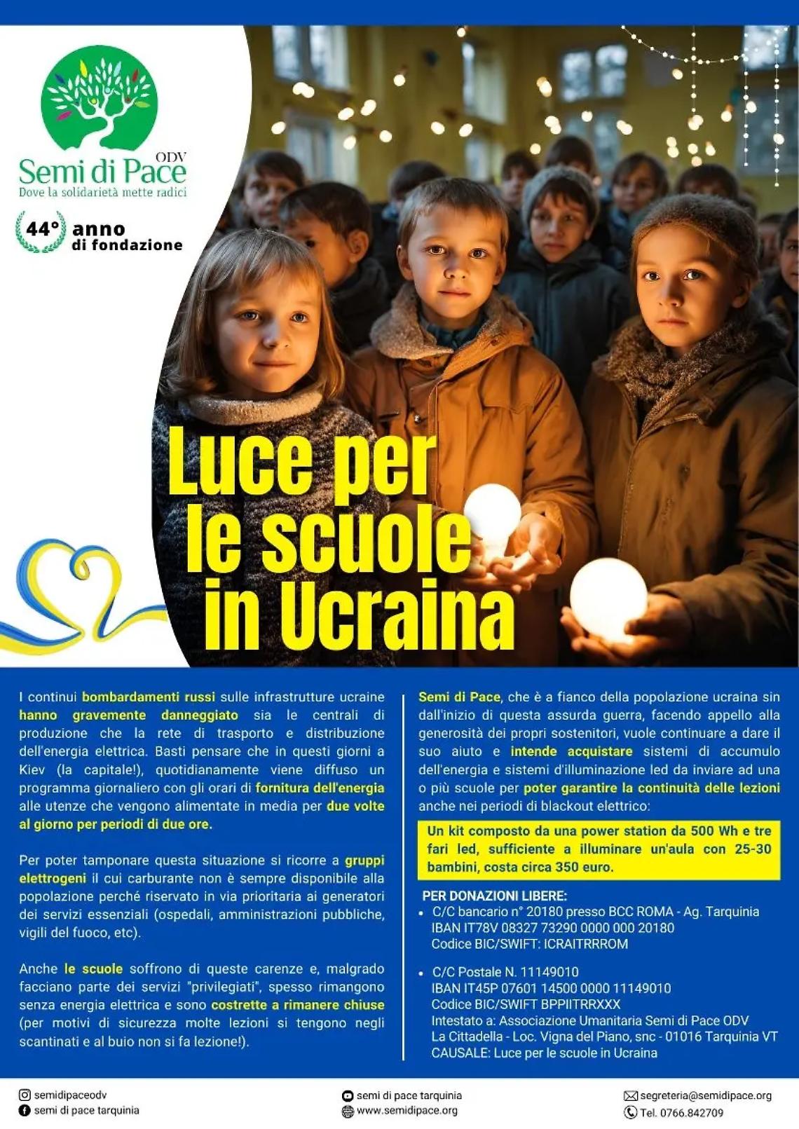 Semi di pace, luce per le scuole in Ucraina