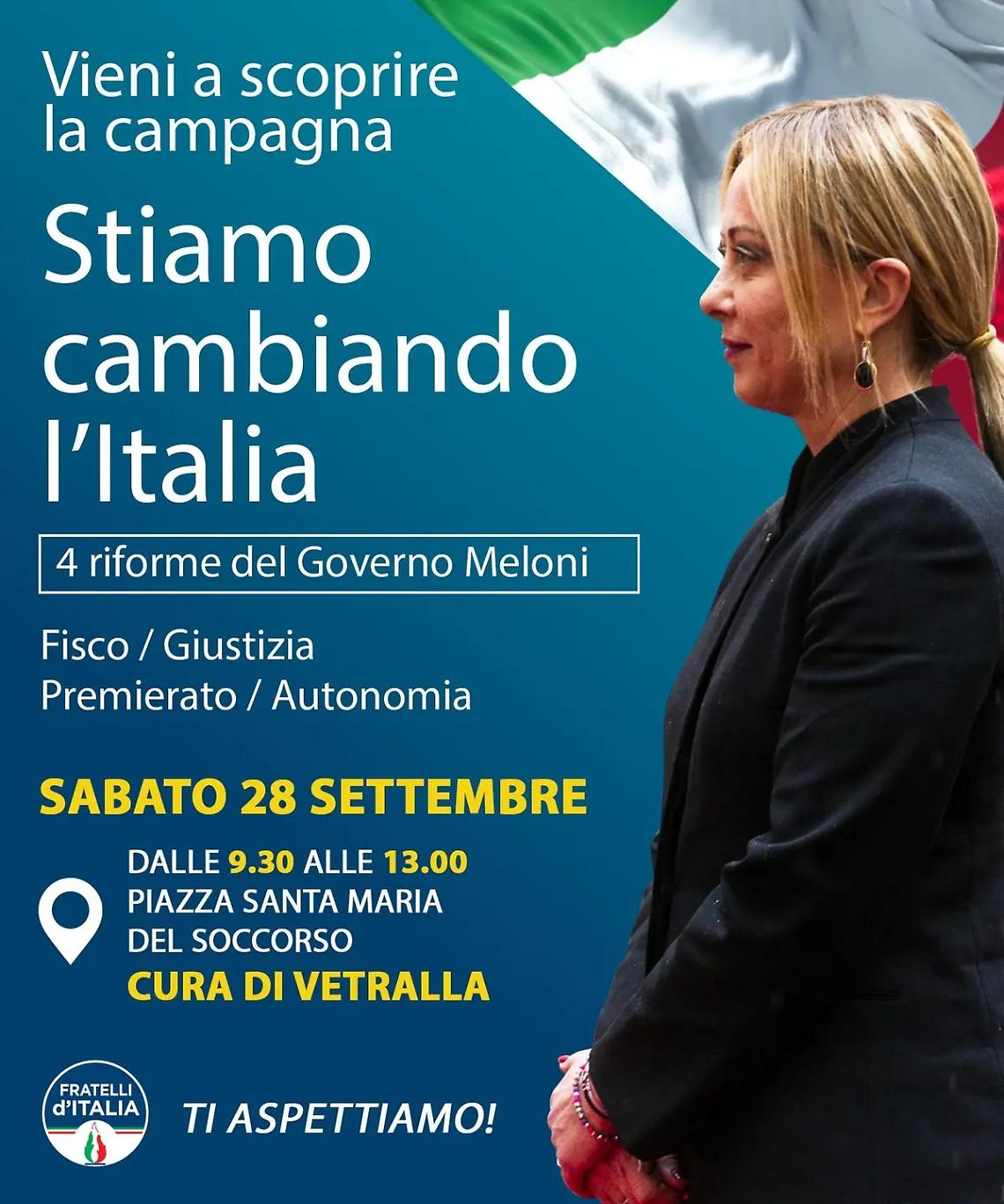 &ldquo;Stiamo cambiando l&rsquo;Italia&rdquo;, il tour di FdI arriva a Vetralla