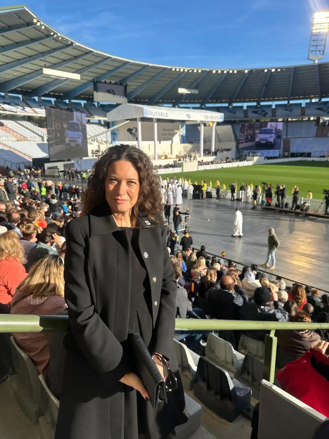 Sberna alla messa di Papa Francesco a Bruxelles