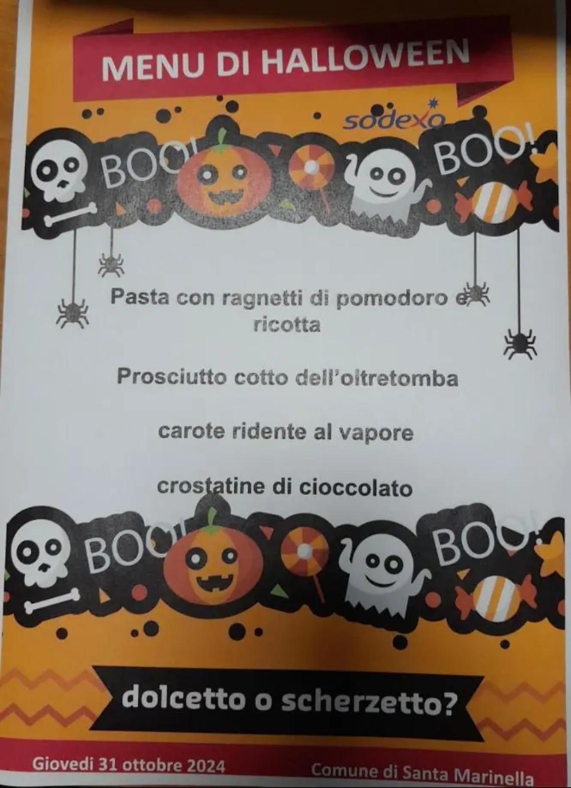 Men&ugrave; speciale per Halloween per i bambini delle scuole di Santa Marinella