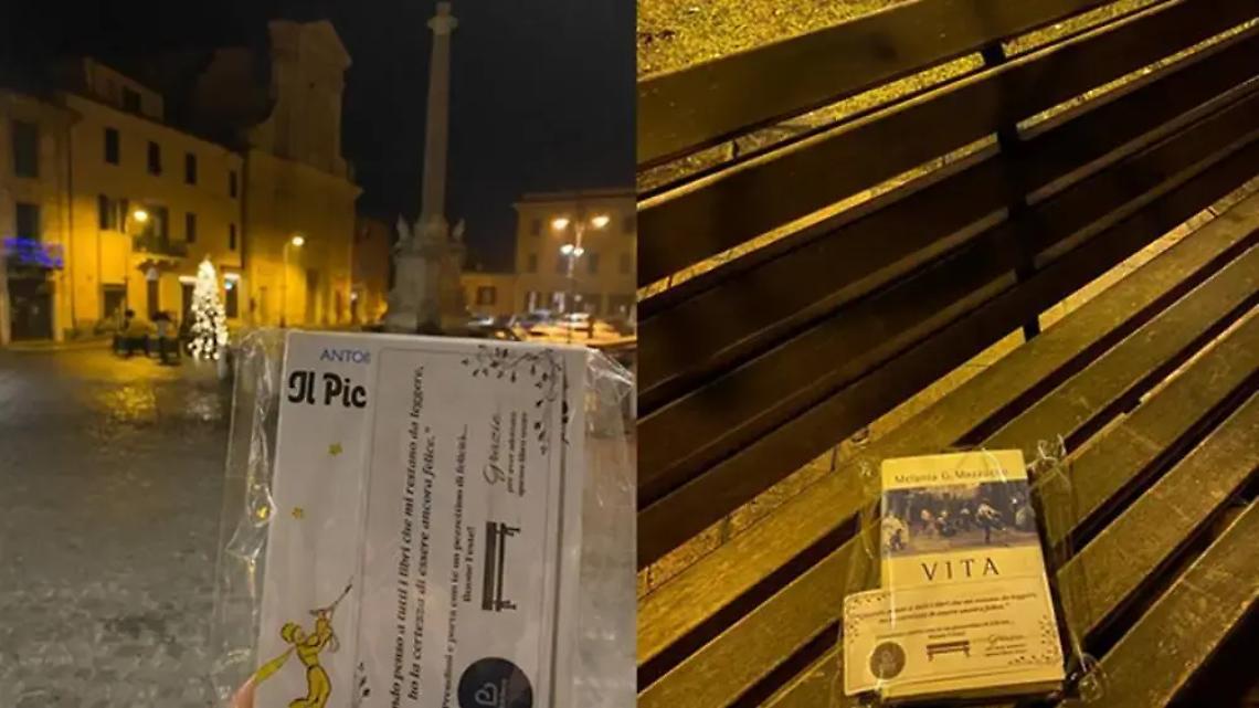 Risveglio con sorpresa a Tarquinia: libri in regalo sulle panchine del centro