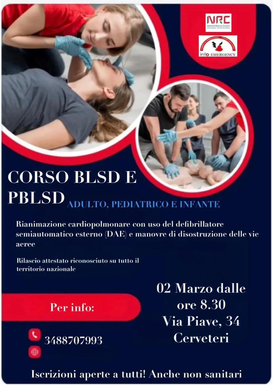 Poche manovre per salvare una vita: a Cerveteri corso Blsd e Plsd