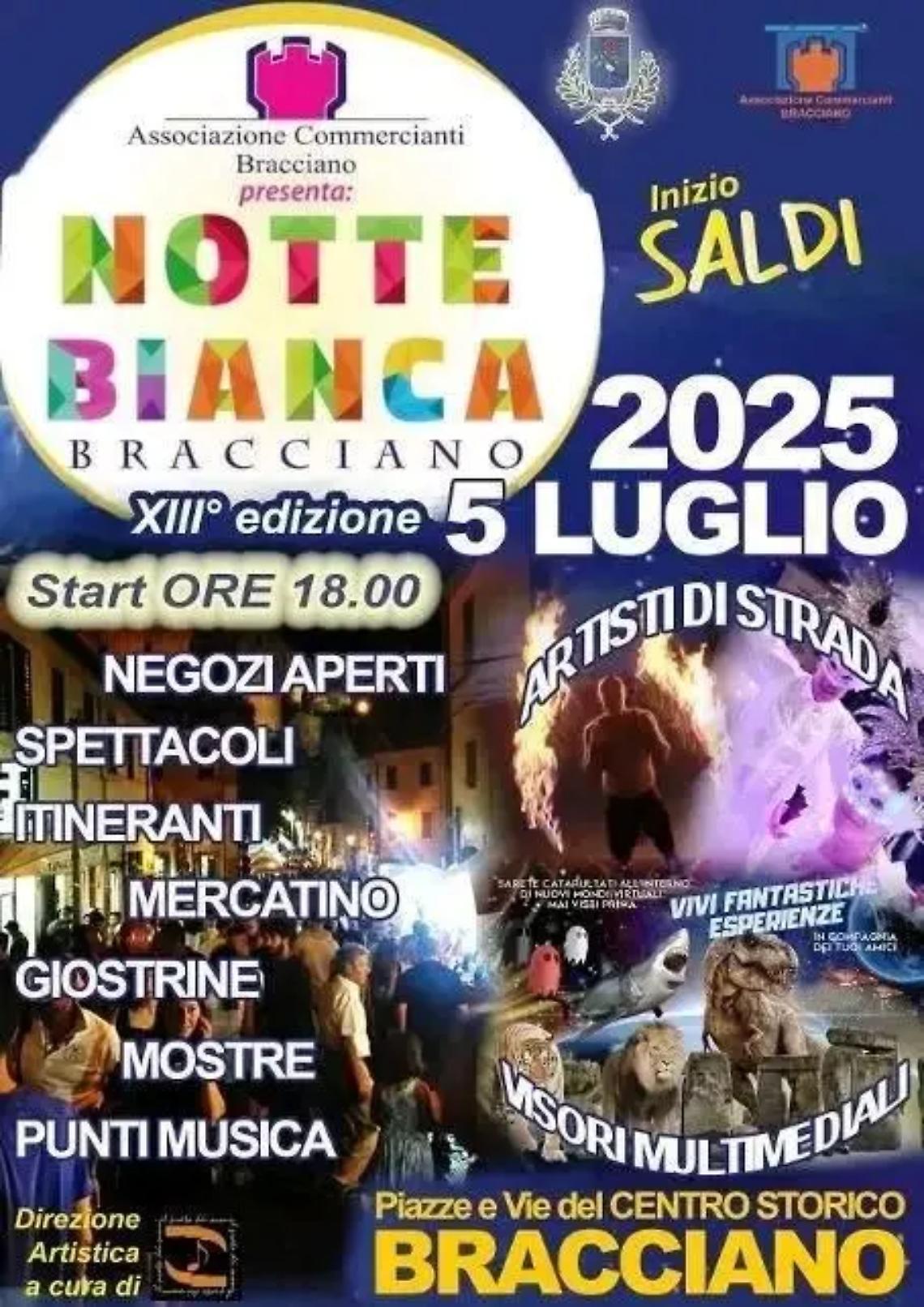 Bracciano, sabato 5 luglio la Notte Bianca con spettacoli, musica live, negozi aperti e intrattenimento per le vie del centro storico