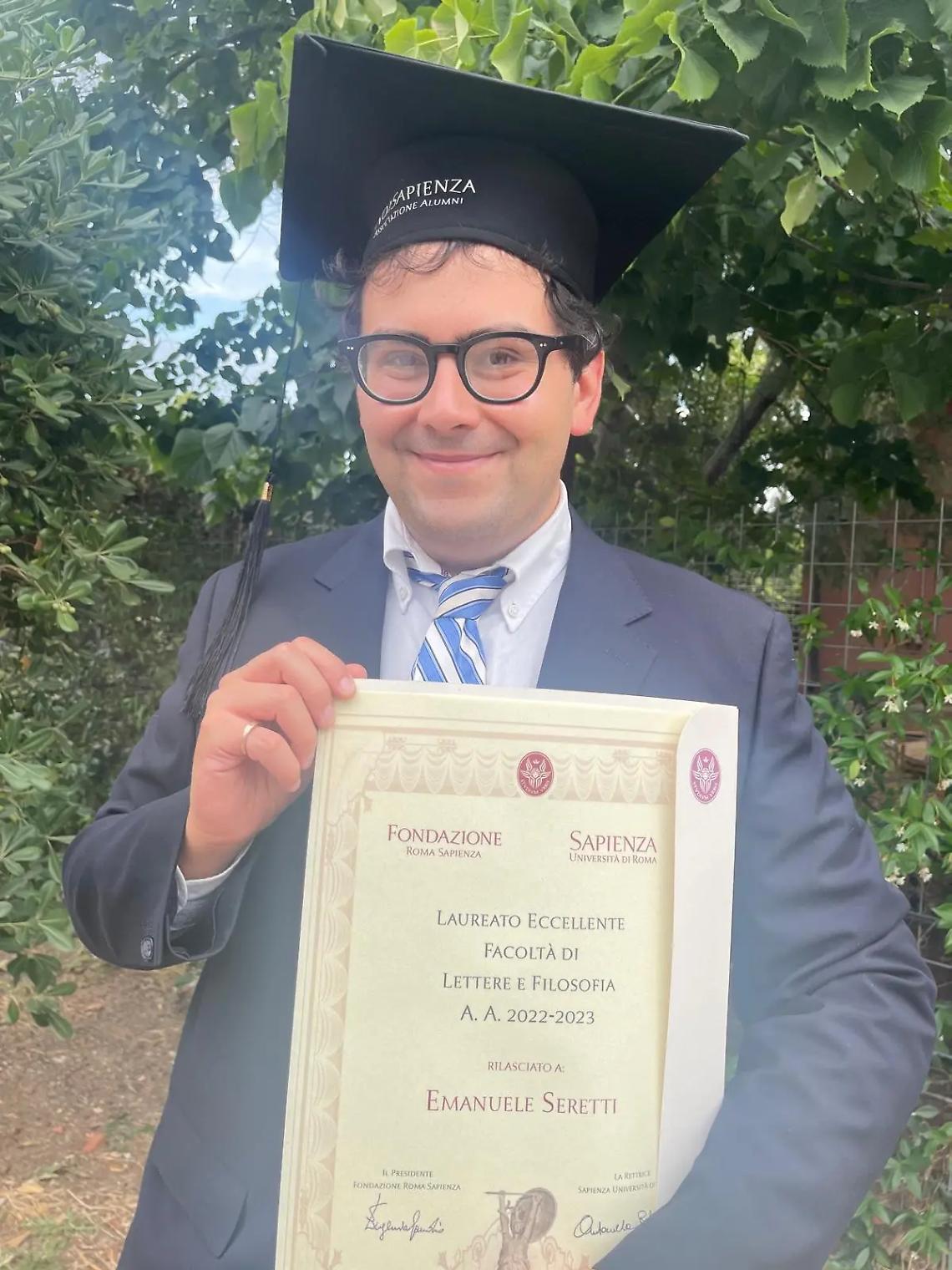 Emanuele Seretti, giovane eccellenza civitavecchiese premiata alla Sapienza