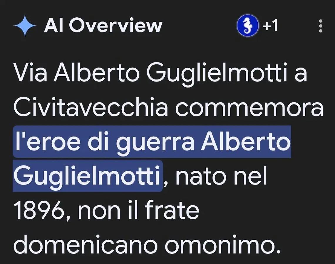 Intelligenza Artificiale: Via Guglielmotti ricorda l' eroe, non padre Alberto