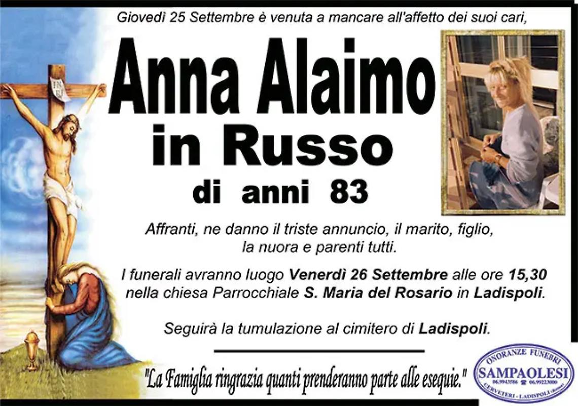 ANNA ALAIMO in RUSSO di anni 83