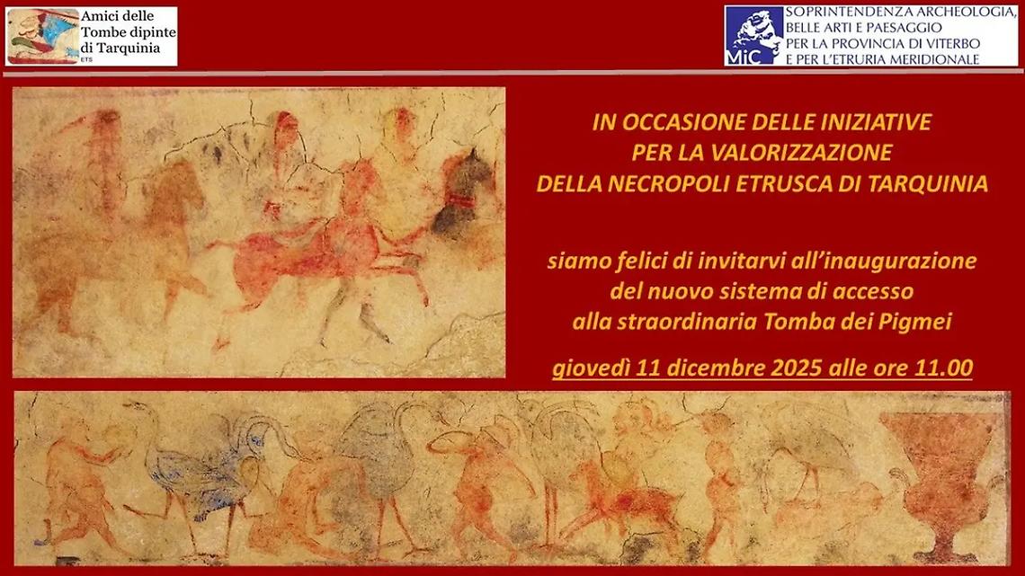 Tarquinia, Tomba dei Pigmei: si inaugura un nuovo sistema di accesso