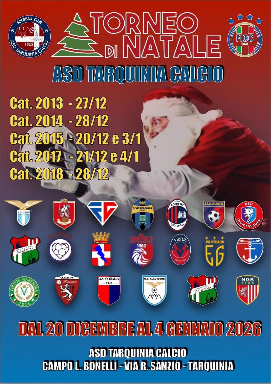 A Tarquinia i Tornei di Natale: 48 squadre e oltre 500 giovani atleti al Centro &ldquo;Liviano Bonelli&rdquo;